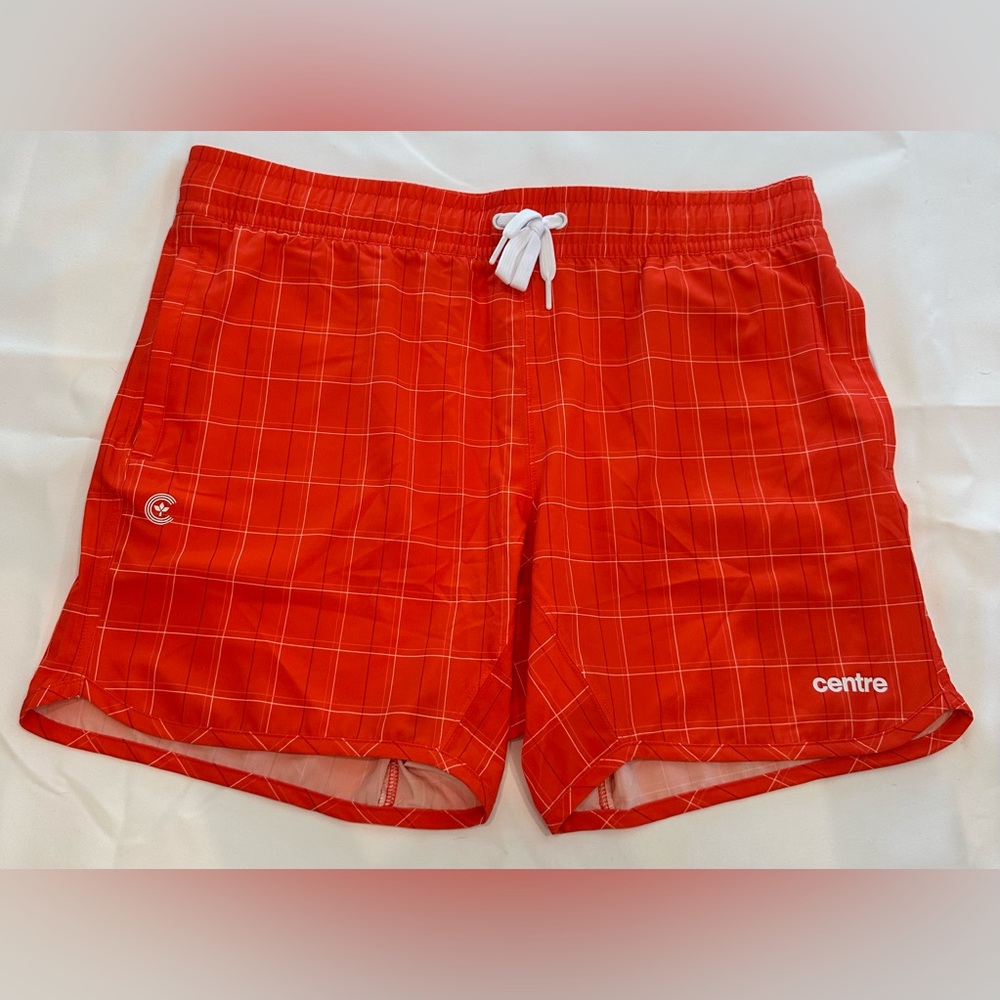 Professional Athlete Centre Grid Swim Shorts 
Red-ish-Orange- Men’s 2X